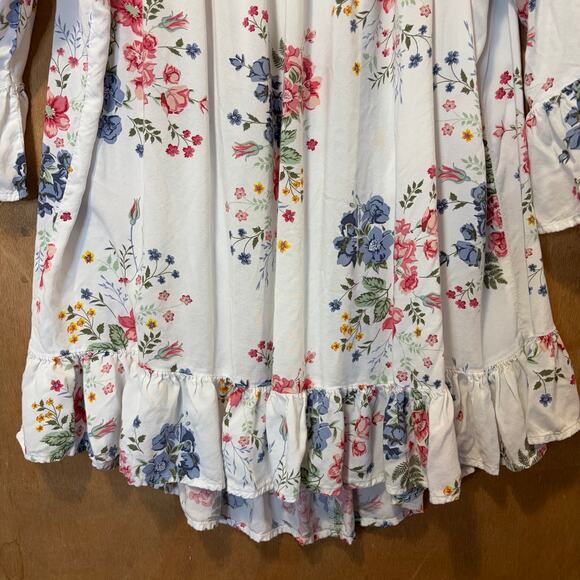 Terra & Sky Size 2X Floral Cottagecore Blouse Boho Ruffle Hem Top Off Shoulder - Picture 6 of 9